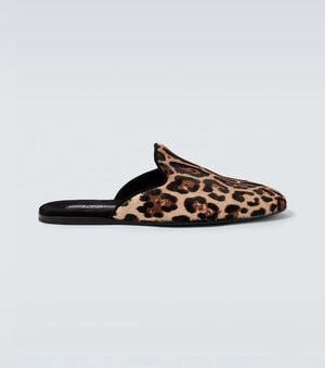 Dolce & Gabbana Leopard-Print Calf Hair Mules - Brown