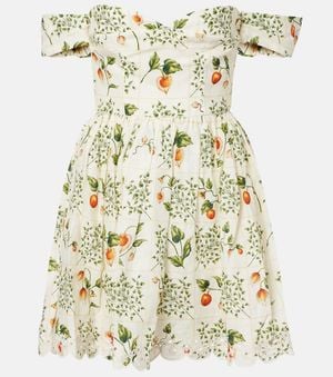 Agua Bendita Vestido Corto Poesia De Lino Estampado - Metálico