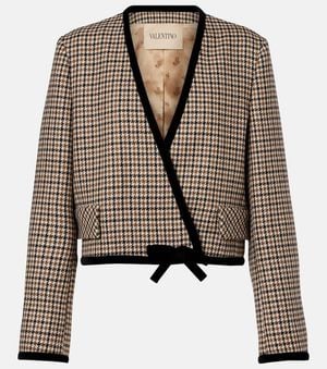 Valentino Houndstooth Virgin Wool Jacket - Brown