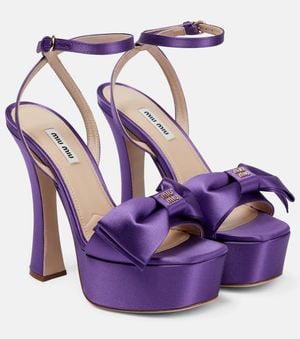Miu Miu Satin Platform Sandals - Purple