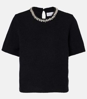 Velvet Layton Embellished Alpaca And Wool-Blend Top - Black