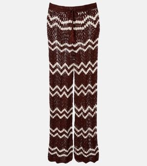 Anna Kosturova Crochet Cotton Straight Pants - Brown