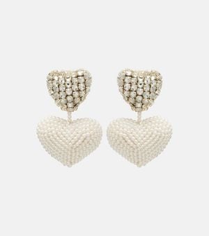Oscar de la Renta Crystal-Embellished Clip-On Earrings - White