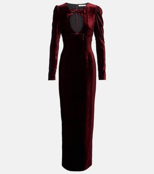 Alessandra Rich Bow-Detail Cutout Velvet Gown - Purple