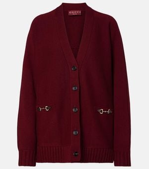 Gucci Horsebit Wool And Cashmere Cardigan - Red