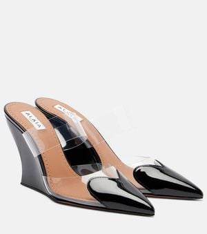 Alaïa Le Cour 90 Patent Leather Wedge Mules - Brown