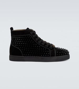 Christian Louboutin Louis Orlato Suede High-Top Sneakers - Black