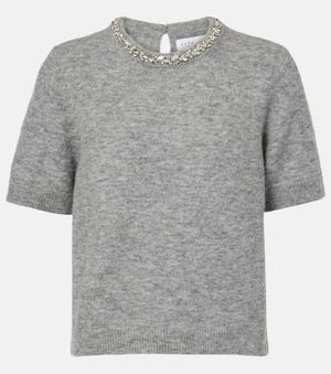 Velvet Top Layton Aus Einem Alpakawollgemisch Mit Kristallen - Grau