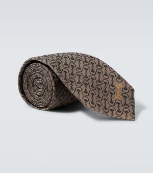 Gucci Horsebit Silk Jacquard Tie - Brown