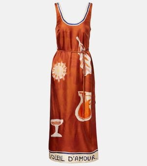 ALÉMAIS X Lrnce Soleil D'Amour Silk Midi Dress - Red