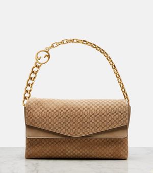 Gucci Bolso Al Hombro Large De Ante Con Gg - Marrón