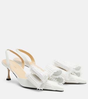 Mach & Mach Le Cadeau 65 Raffia Slingback Court Shoes - White