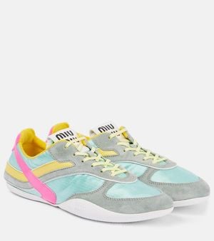Miu Miu Gymnasium Suede And Technical Sneakers - Green