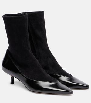 Jacquemus Ankle Boots Tourni Aus Leder Und Veloursleder - Schwarz