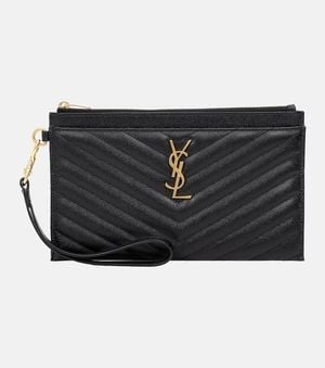 Saint Laurent Monogram Leather Pouch Bag - Black