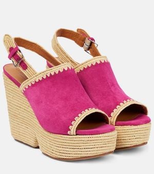 Robert Clergerie Damya Suede Wedge Sandals - Pink
