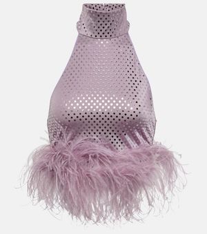 Oséree Top Disco Plumage Mit Federn - Lila
