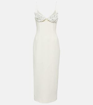 David Koma Embellished Cady Midi Dress - White