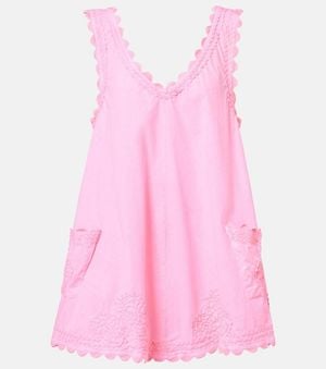 Juliet Dunn Embroidered Cotton Poplin Minidress - Pink
