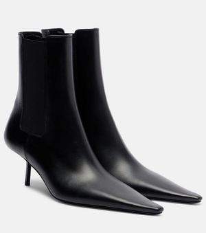 Saint Laurent Victoire 55 Leather Ankle Boots - Black