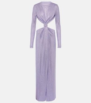 Area Crystal-Embellished Cutout Jersey Gown - Purple
