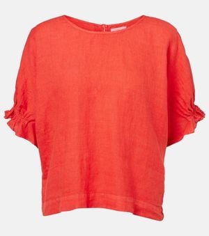 Velvet Emily Linen Top - Red