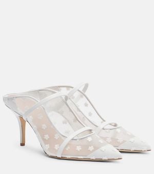 Malone Souliers Maureen 70 Leather And Mesh Mules - White