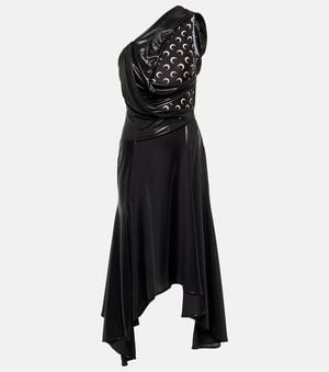 Marine Serre Regenerated Moon Draped Jersey Midi Dress - Black