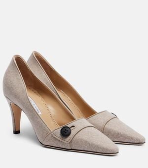 Manolo Blahnik Lulumae 70 Herringbone Pumps - White