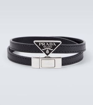 Prada Bracelet En Cuir Saffiano - Noir