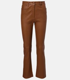 JOSEPH Cropped Bootcut-Hose Aus Leder - Braun