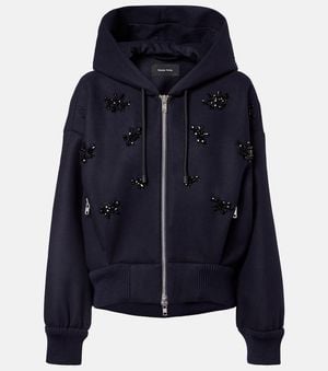 Simone Rocha Turbo Embellished Wool-Blend Hoodie - Blue