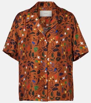 Asceno Prague Printed Silk Twill Shirt - Brown