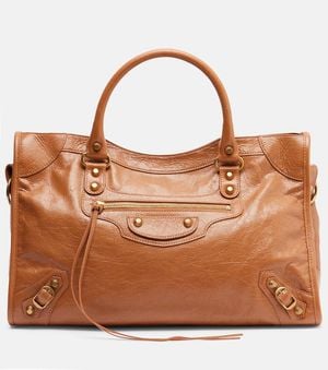 Balenciaga Le City Medium Leather Tote Bag - Brown