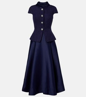 Self-Portrait Boucle Taffeta Midi Dress - Blue