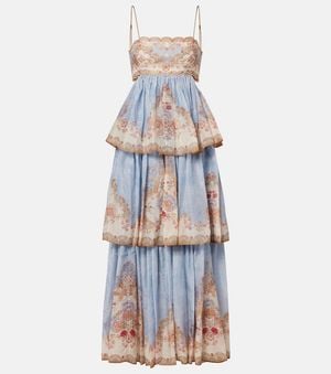 Zimmermann Robe Longue Daylight A Fleurs - Bleu