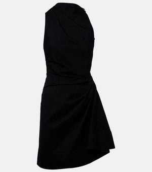 McQueen Draped Cotton Minidress - Black