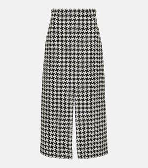 Burberry Houndstooth Pattern Midi Skirt, Brand Size 4 Us - Black