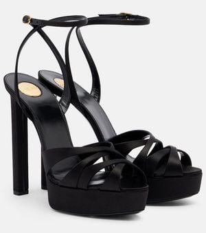 Saint Laurent Satin Platform Sandals - Black
