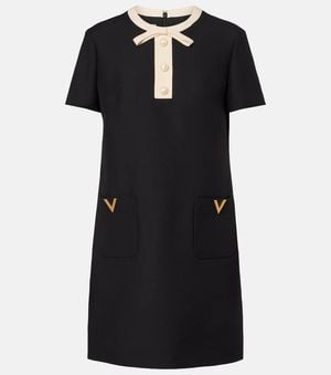 Valentino Crepe Couture Vgold Minidress - Black