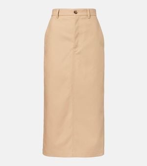 Wardrobe NYC High-Rise Cotton Midi Skirt - Natural