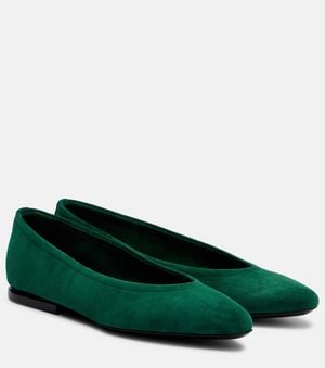 Loro Piana Primula Suede Ballet Flats - Green