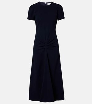 Victoria Beckham Gathered Jersey Midi Dress - Blue