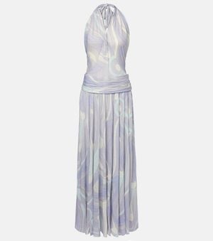 PUCCI Iride Gathered Wool-Blend Gown - White