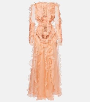Zimmermann Maxikleid Balance Aus Seidenorganza - Orange
