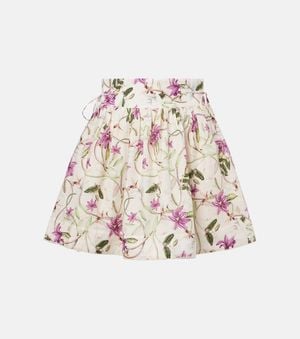 Agua Bendita Shorts De Lino Floral - Neutro