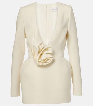 Magda Butrym Floral-Applique Wool-Blend Minidress - Natural