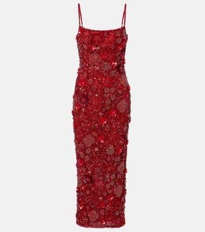 Rachel Gilbert Francesca Embellished Cocktail Dress - Red