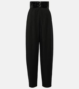Alaïa High-Rise Wool Wide-Leg Trousers - Black