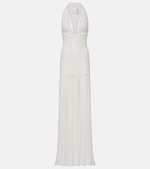 Christopher Esber Bridal Orion Ruched Halterneck Gown - White